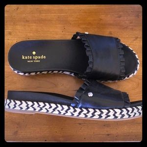 Kate Spade black leather espadrille sandals sz 7.5
